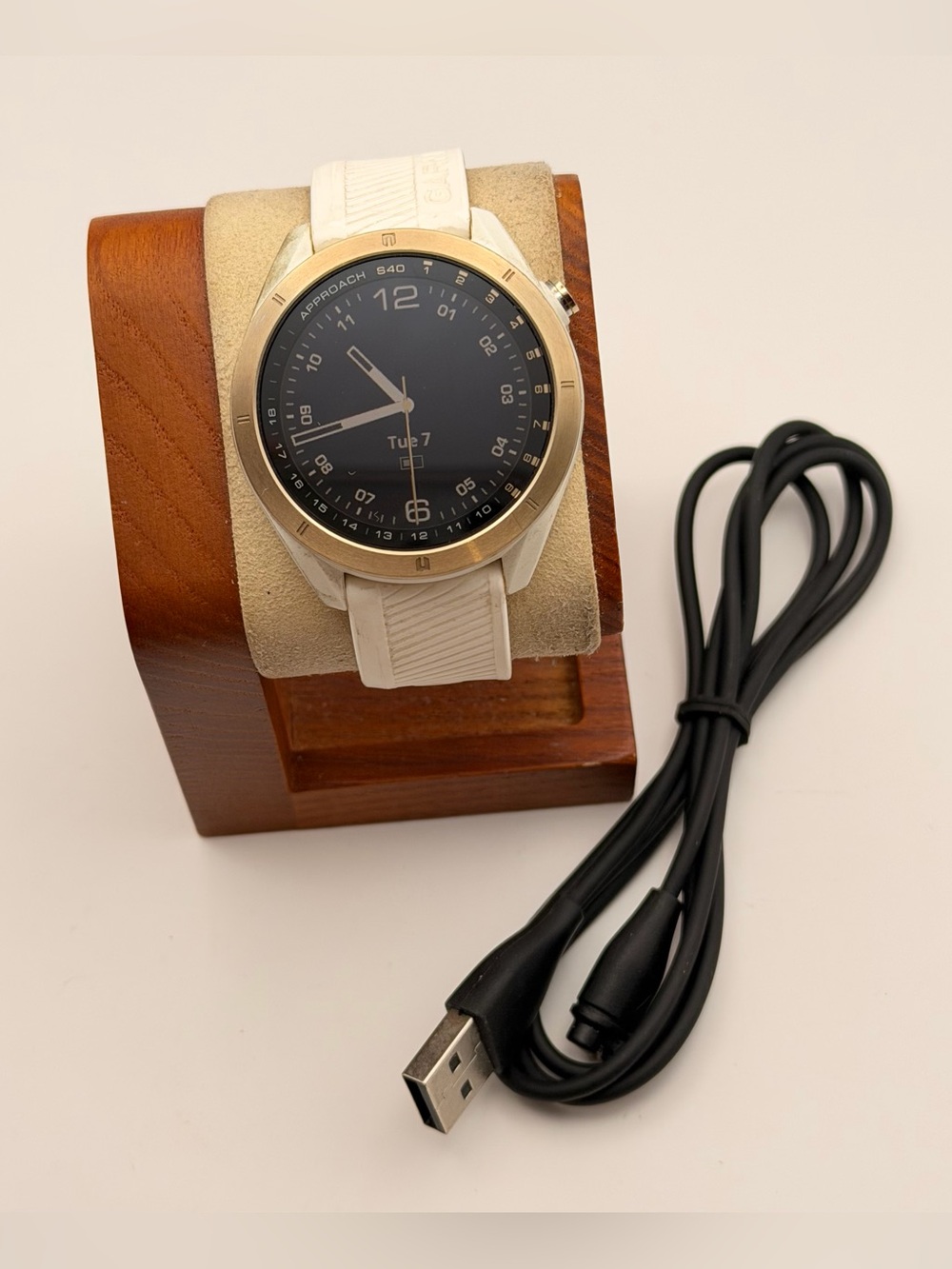 Garmin Approach S40, Rare Color, Tested, GPS Golf Watch, Charger Included, Gold